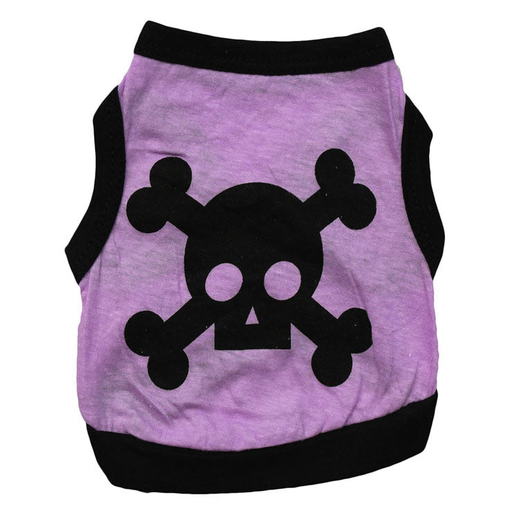 KFX-8639933 Halloween Skull Bones Dog Vest for Small and Medium Pets - Stretchy Cotton Tank Top Costume