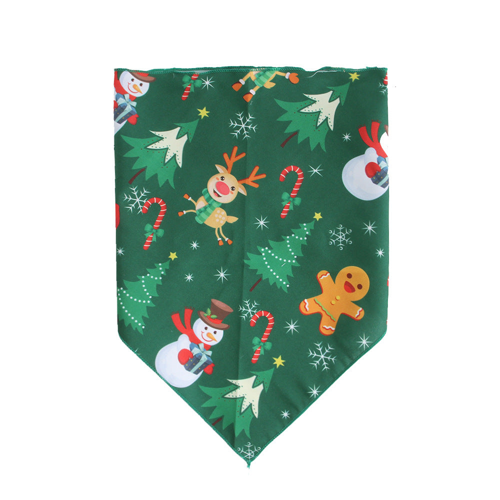 KFX-8640829 Festive Pet Triangular Scarf Towel in Snowman and Plaid Designs