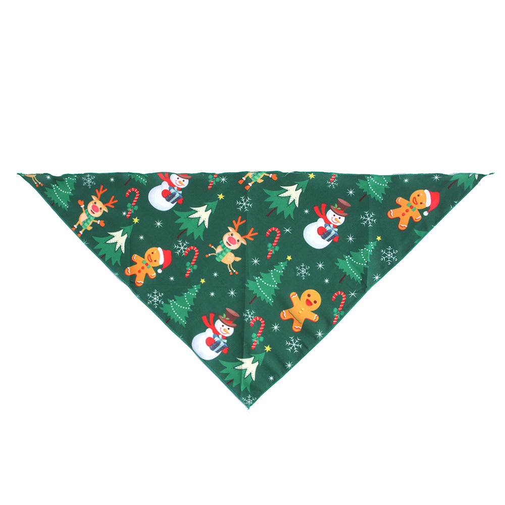 KFX-8640829 Festive Pet Triangular Scarf Towel in Snowman and Plaid Designs