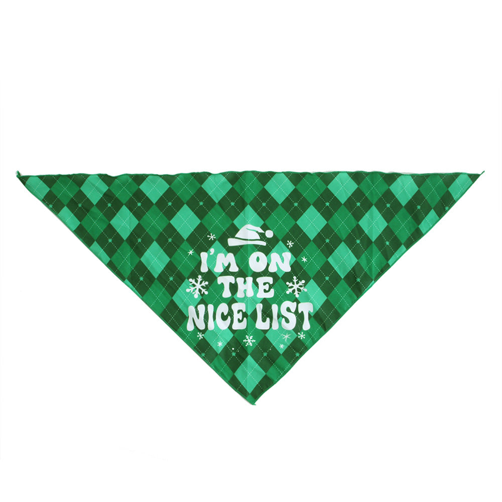 KFX-8640829 Festive Pet Triangular Scarf Towel in Snowman and Plaid Designs