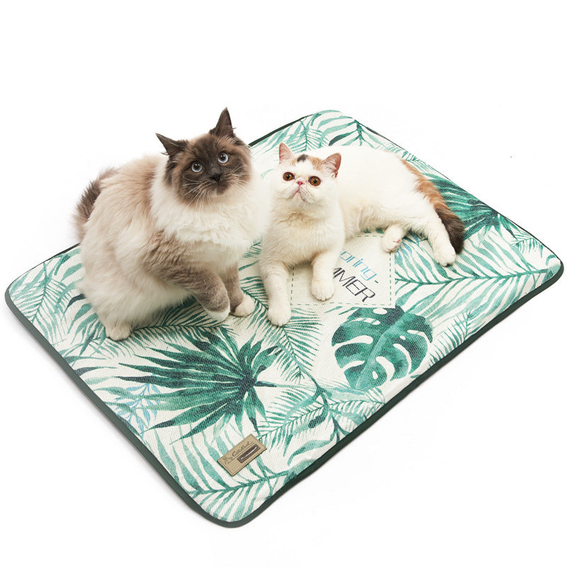 KFX-8642109 3D Printed Fabric Ice Silk Pet Mat with Sandwich Elastic Fiber Liner, 50x38 cm, 1.5 cm Thickness