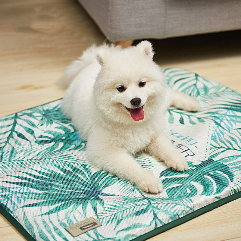 KFX-8642109 3D Printed Fabric Ice Silk Pet Mat with Sandwich Elastic Fiber Liner, 50x38 cm, 1.5 cm Thickness