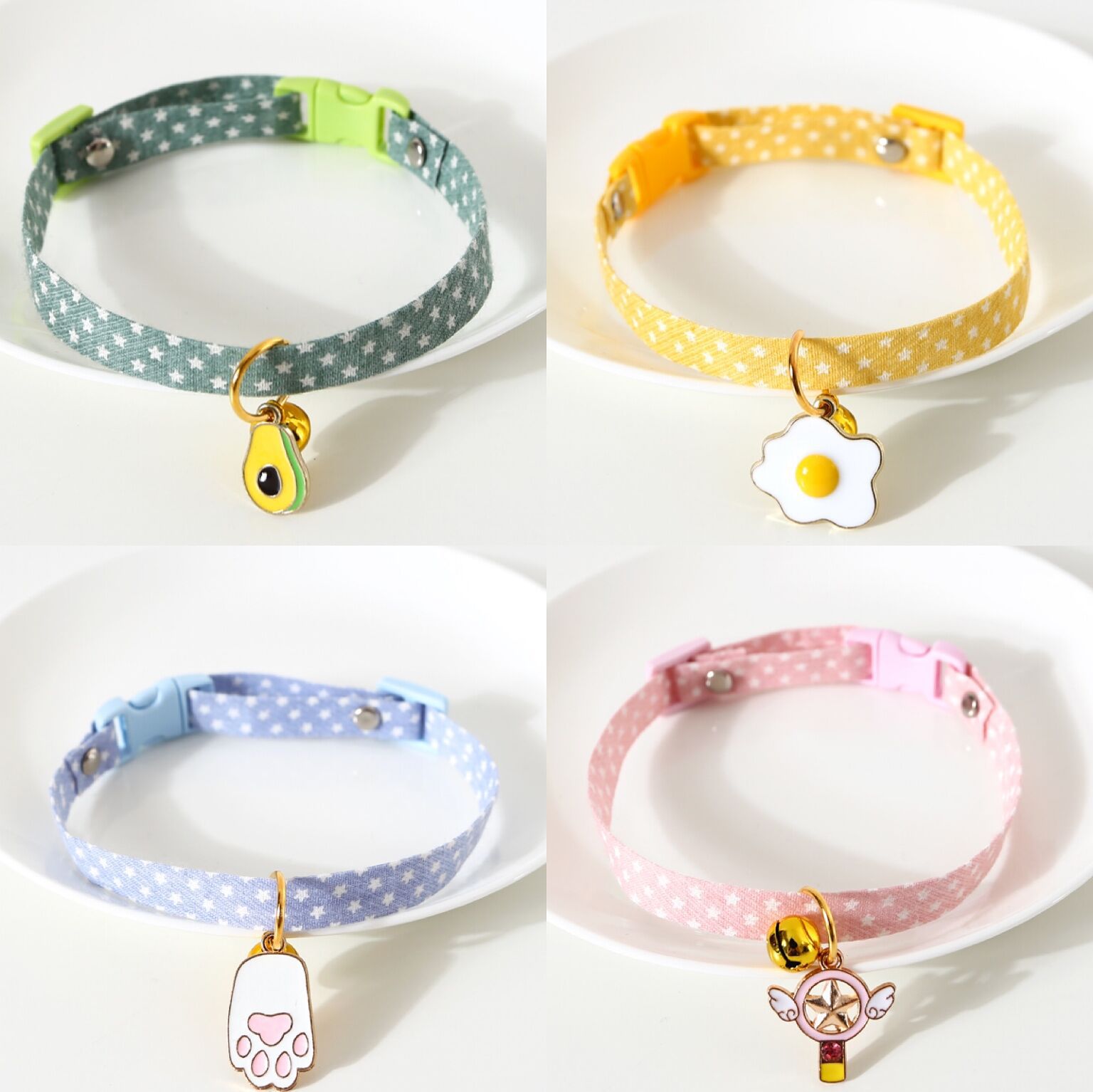 KFX-8642237 Avocado-Themed Safety Necklace for Pets - Adjustable Cotton Polyester Collar with Alloy Pendant