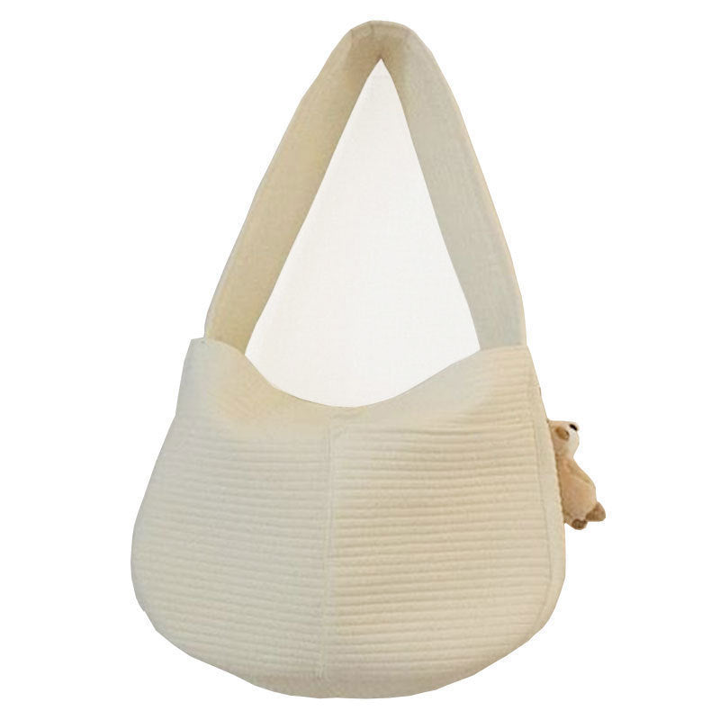 KFX-8642493 Pet Travel Backpack for Cats - White Canvas Crossbody Carrier