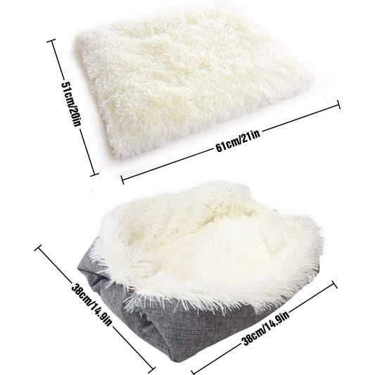 KFX-8643517 Self-Heating Plush Pet Blanket - Double Layer Washable Sleeping Pad for Dogs & Cats
