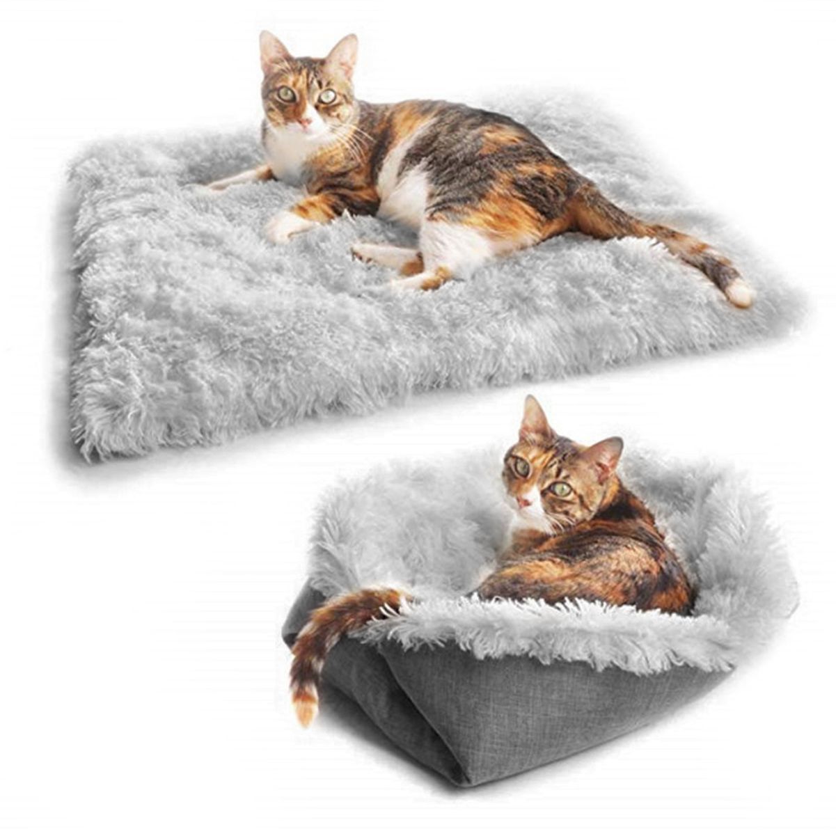 KFX-8643517 Self-Heating Plush Pet Blanket - Double Layer Washable Sleeping Pad for Dogs & Cats
