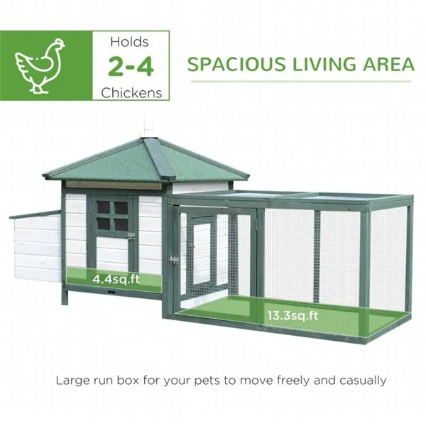 KFX-8643901 Wooden Chicken Coop with Nest Box and Waterproof Design, Toxin-Free Paint, Ideal for Up to 2 Chickens
