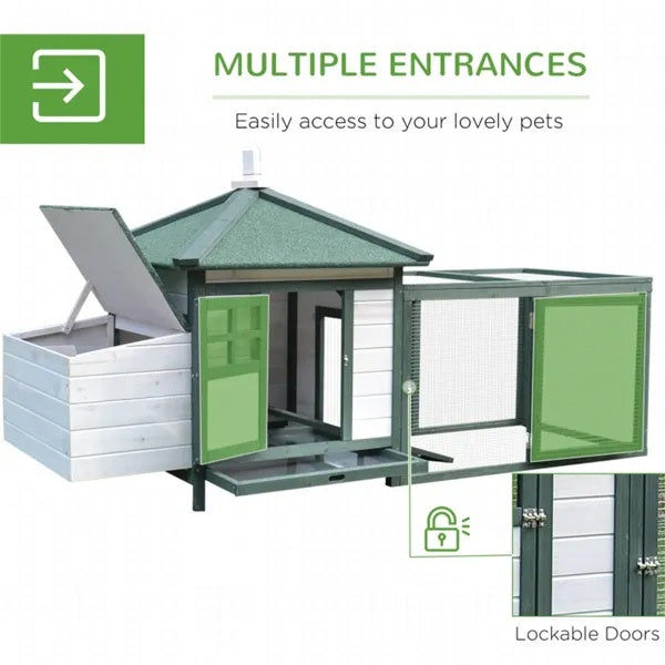 KFX-8643901 Wooden Chicken Coop with Nest Box and Waterproof Design, Toxin-Free Paint, Ideal for Up to 2 Chickens