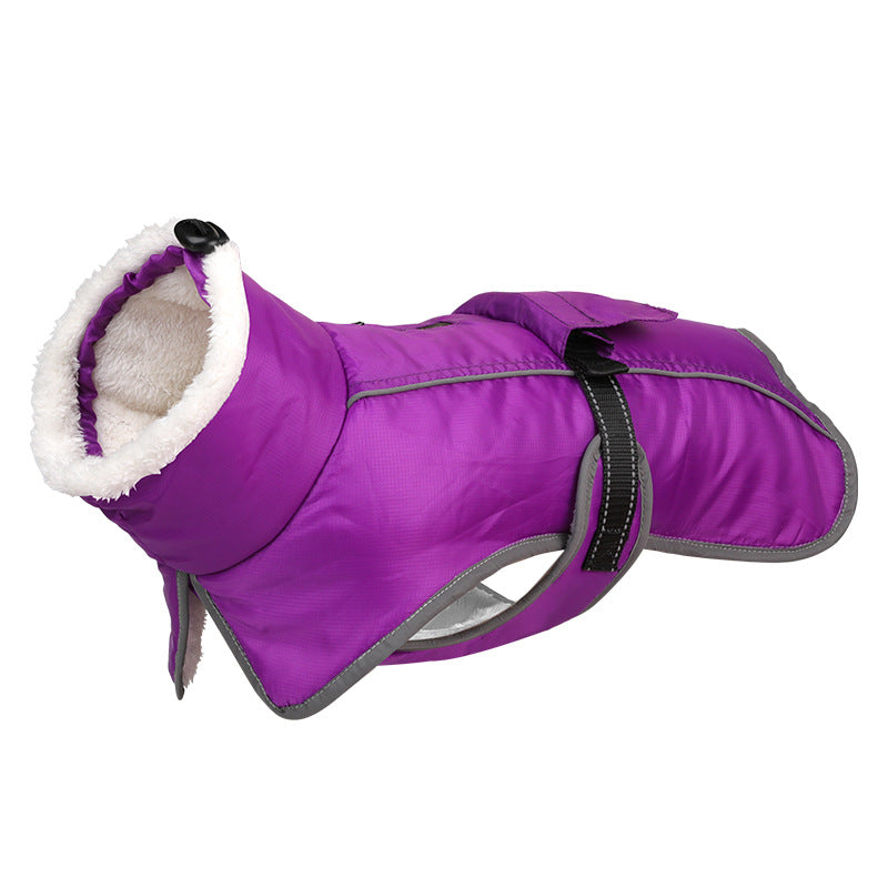 KFX-8644669 Warm Cotton Puppy Clothes for Large Dogs - Available in Red, Pink, Navy Blue, Army Green, and Purple, Sizes S to 3XL