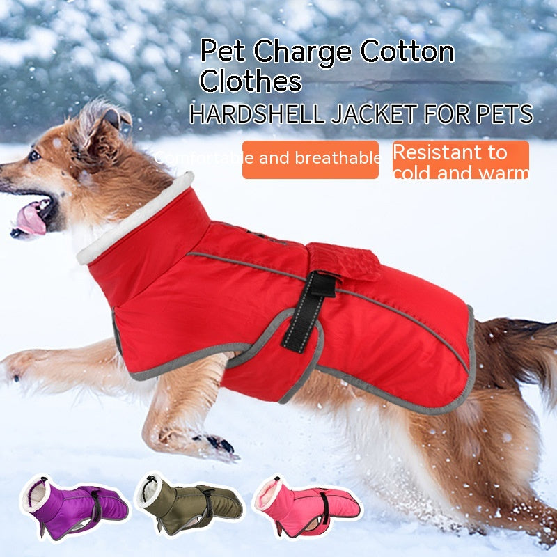 KFX-8644669 Warm Cotton Puppy Clothes for Large Dogs - Available in Red, Pink, Navy Blue, Army Green, and Purple, Sizes S to 3XL