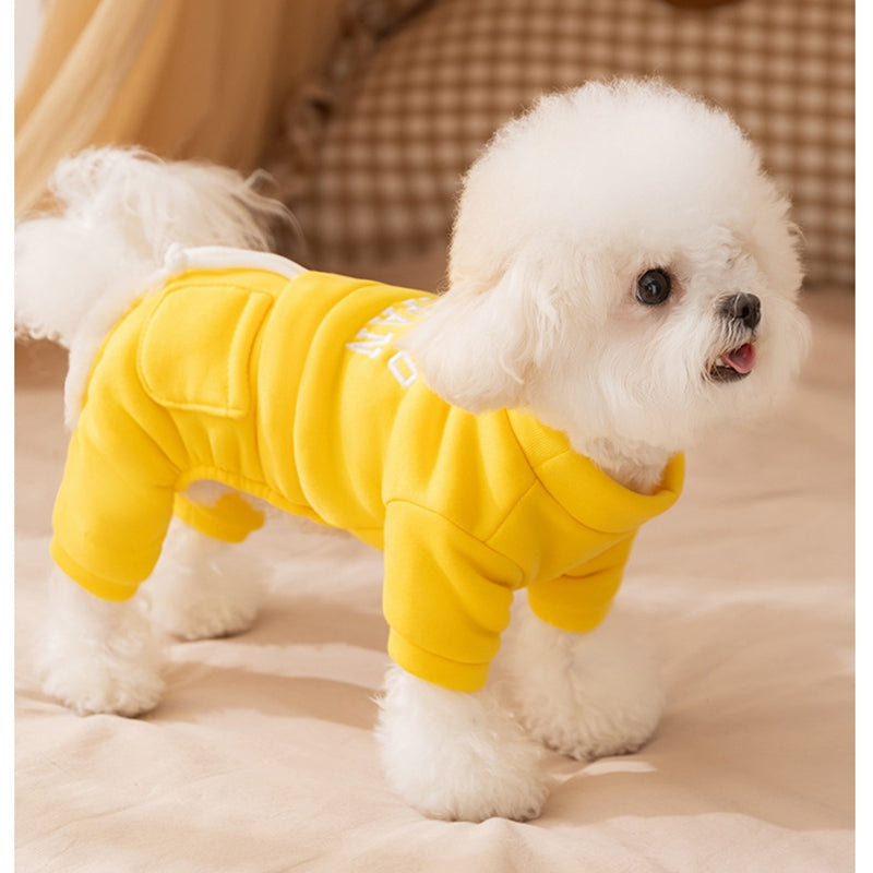 KFX-8644797 Cozy Fleece Hoodie Jumpsuit for Small & Medium Dogs - Autumn/Winter Pet Apparel