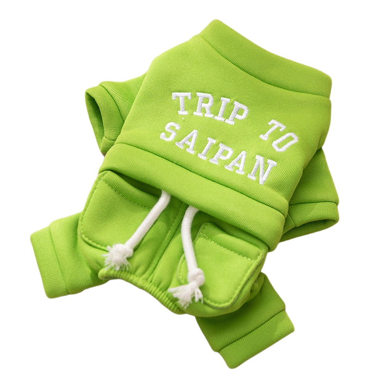 KFX-8644797 Cozy Fleece Hoodie Jumpsuit for Small & Medium Dogs - Autumn/Winter Pet Apparel