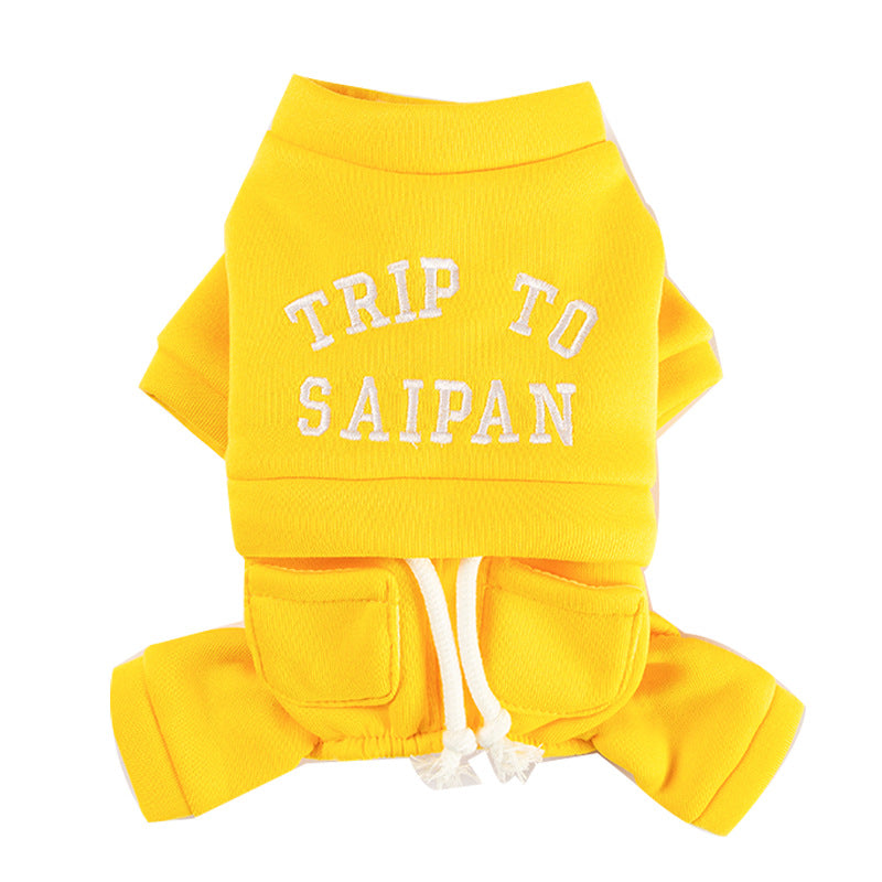 KFX-8644797 Cozy Fleece Hoodie Jumpsuit for Small & Medium Dogs - Autumn/Winter Pet Apparel