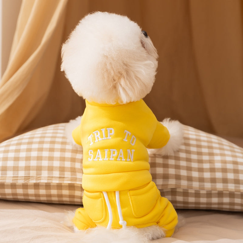 KFX-8644797 Cozy Fleece Hoodie Jumpsuit for Small & Medium Dogs - Autumn/Winter Pet Apparel