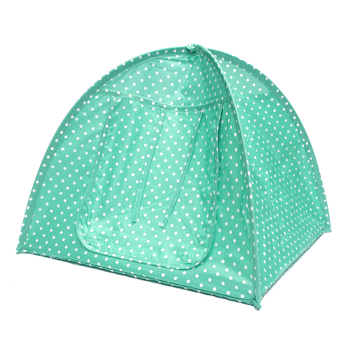 KFX-8645053 Collapsible Pet Tent in Green, Yellow, and Pink Dots - Portable and Lightweight Polyester Design (43x43x41CM)