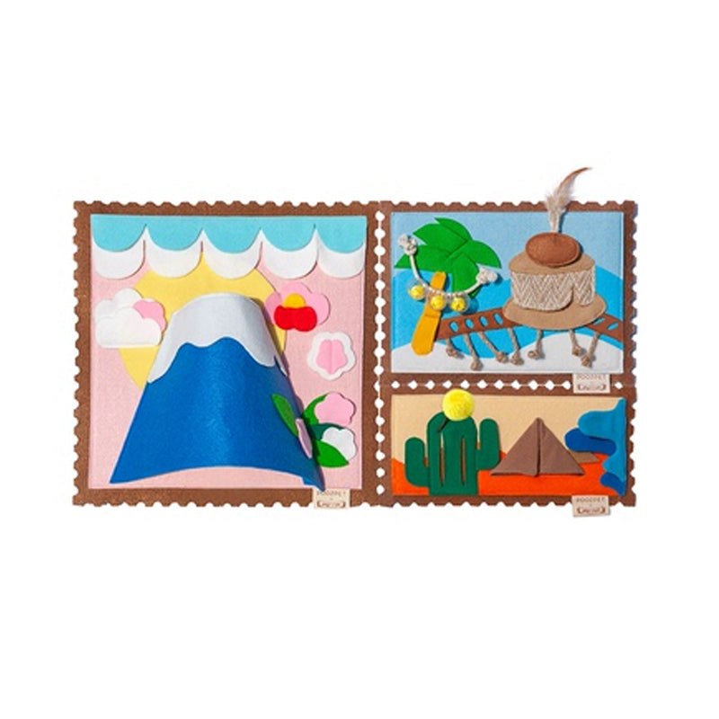 KFX-8647485 Pet Cat Travel Diary Sniffing Toy Set with Sniffing Pads, Streamer, Fun Bell, and Catnip Roof