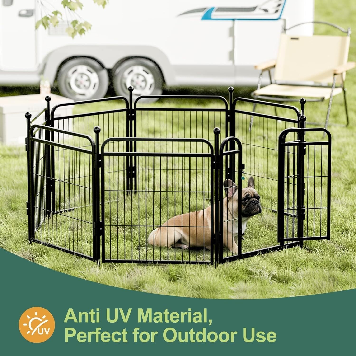 KFX-8647613 Foldable Indoor & Outdoor Dog Playpen with Gravity Lock for Small & Medium Pets