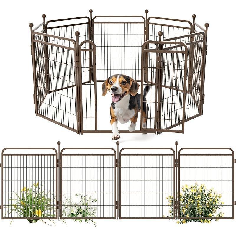 KFX-8647613 Foldable Indoor & Outdoor Dog Playpen with Gravity Lock for Small & Medium Pets