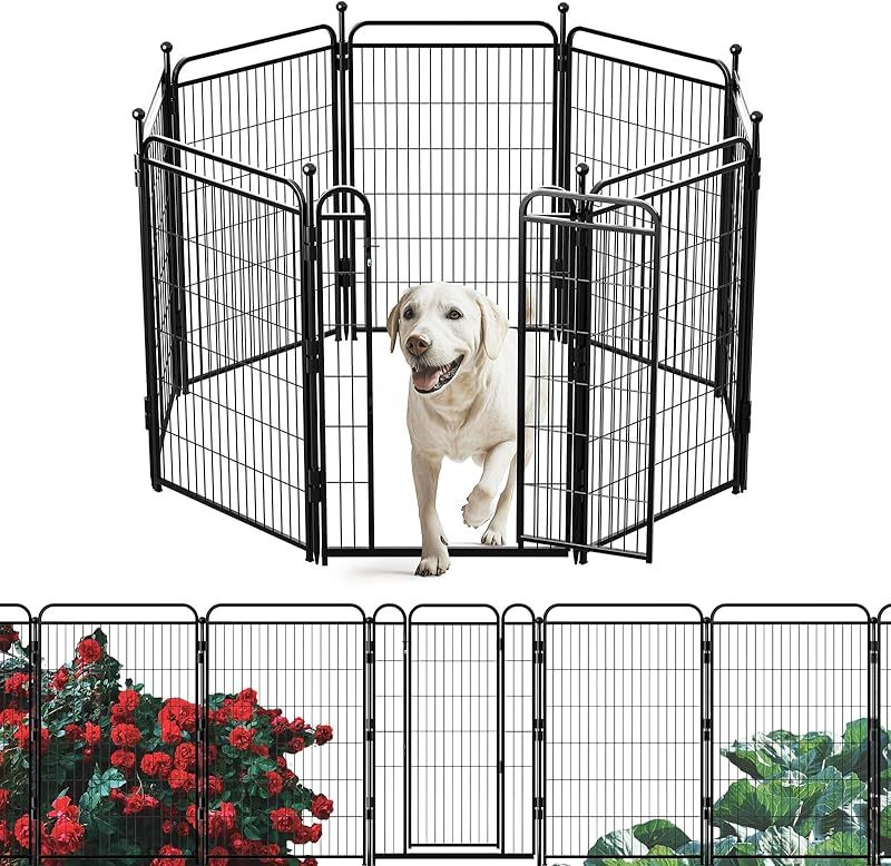 KFX-8647613 Foldable Indoor & Outdoor Dog Playpen with Gravity Lock for Small & Medium Pets