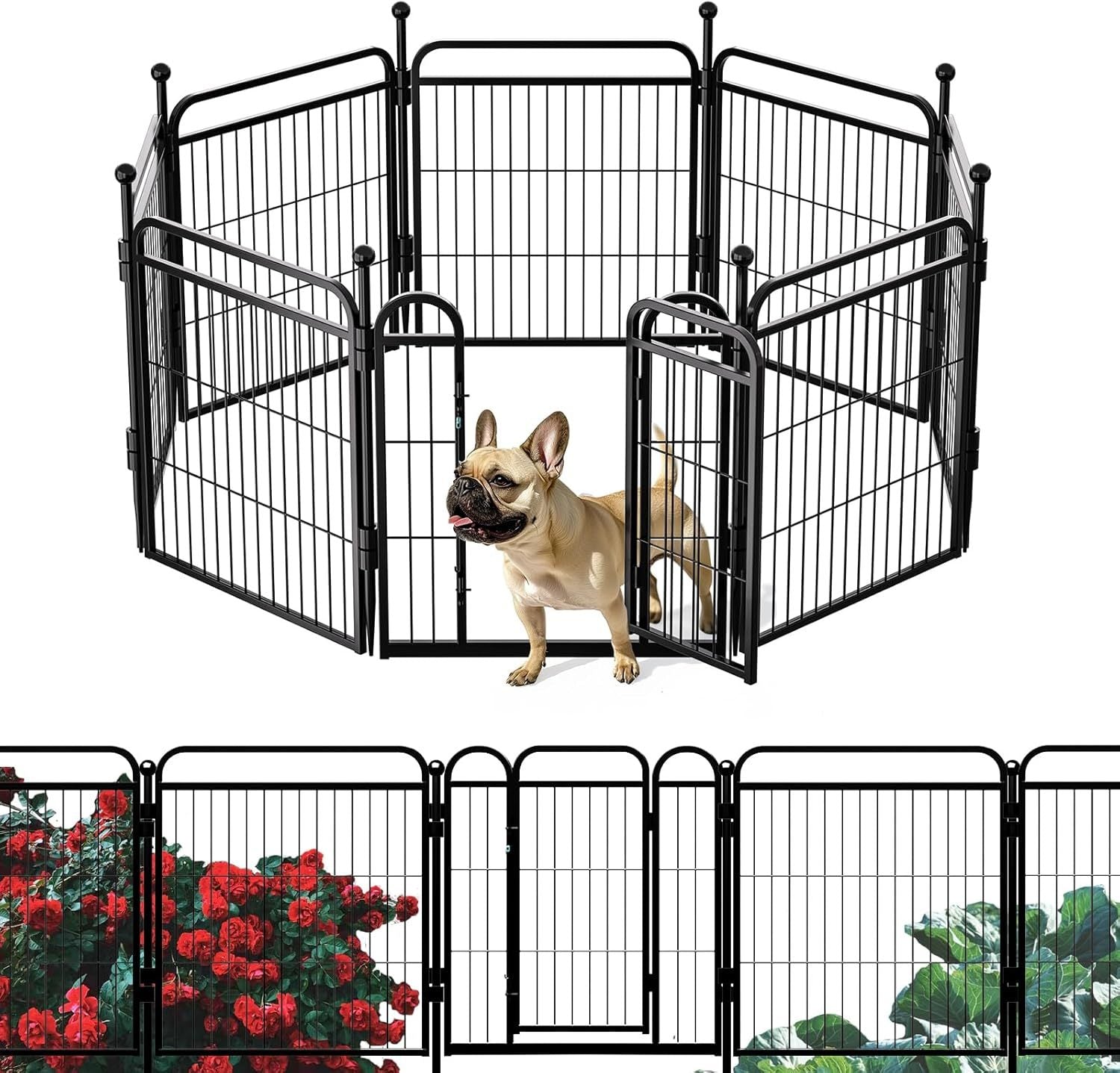KFX-8647613 Foldable Indoor & Outdoor Dog Playpen with Gravity Lock for Small & Medium Pets