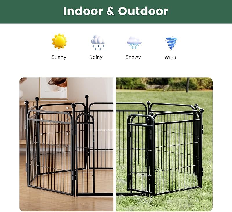 KFX-8647613 Foldable Indoor & Outdoor Dog Playpen with Gravity Lock for Small & Medium Pets