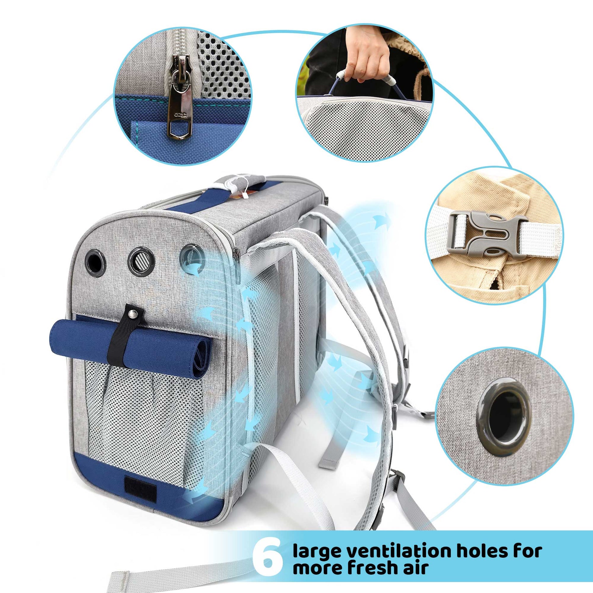 KFX-8647869 Stylish Foldable Soft Pet Carrier with Adjustable Ventilation for Dogs and Cats
