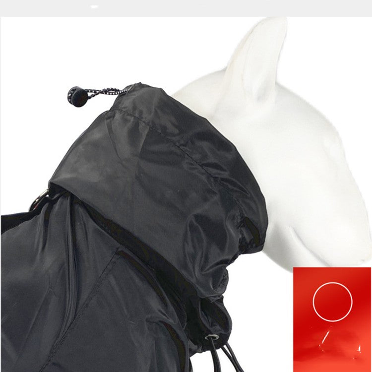 KFX-8647997 Waterproof Polyester Rain Gear for Small and Medium Dogs – Four-Legged Design in Black and Champagne