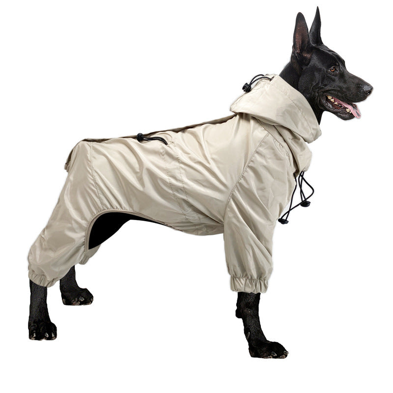 KFX-8647997 Waterproof Polyester Rain Gear for Small and Medium Dogs – Four-Legged Design in Black and Champagne