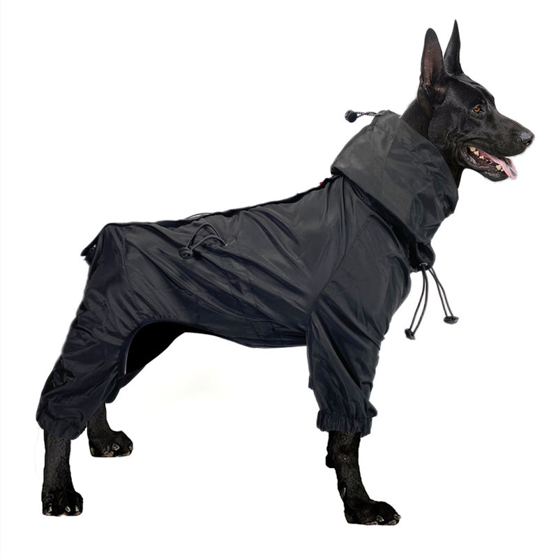 KFX-8647997 Waterproof Polyester Rain Gear for Small and Medium Dogs – Four-Legged Design in Black and Champagne