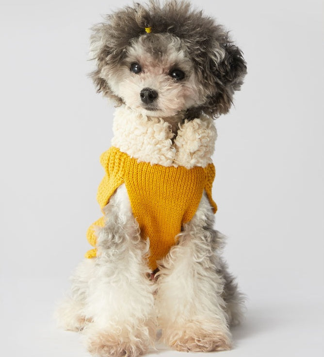 KFX-8648253 Cozy Morandi Bowknot Sweater for Cats and Dogs in Yellow or White