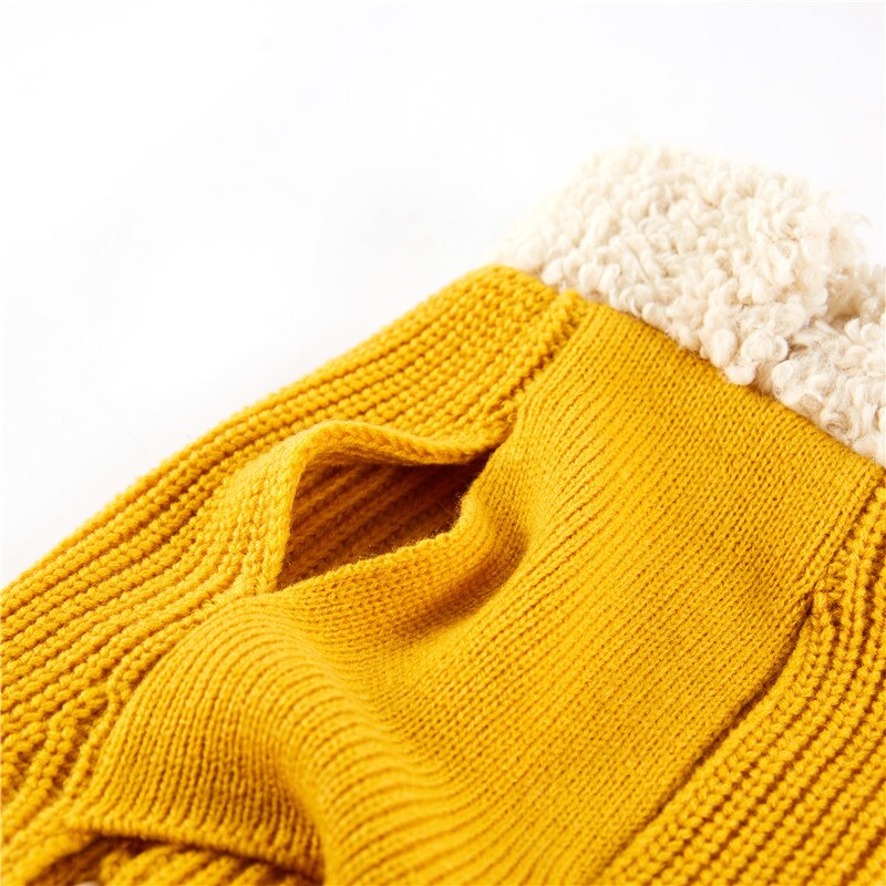 KFX-8648253 Cozy Morandi Bowknot Sweater for Cats and Dogs in Yellow or White