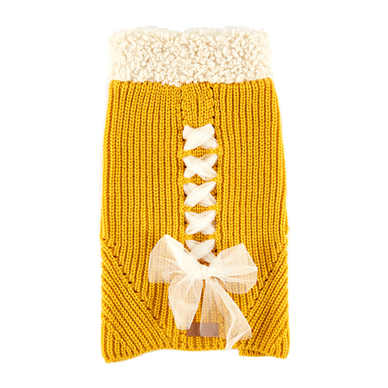 KFX-8648253 Cozy Morandi Bowknot Sweater for Cats and Dogs in Yellow or White