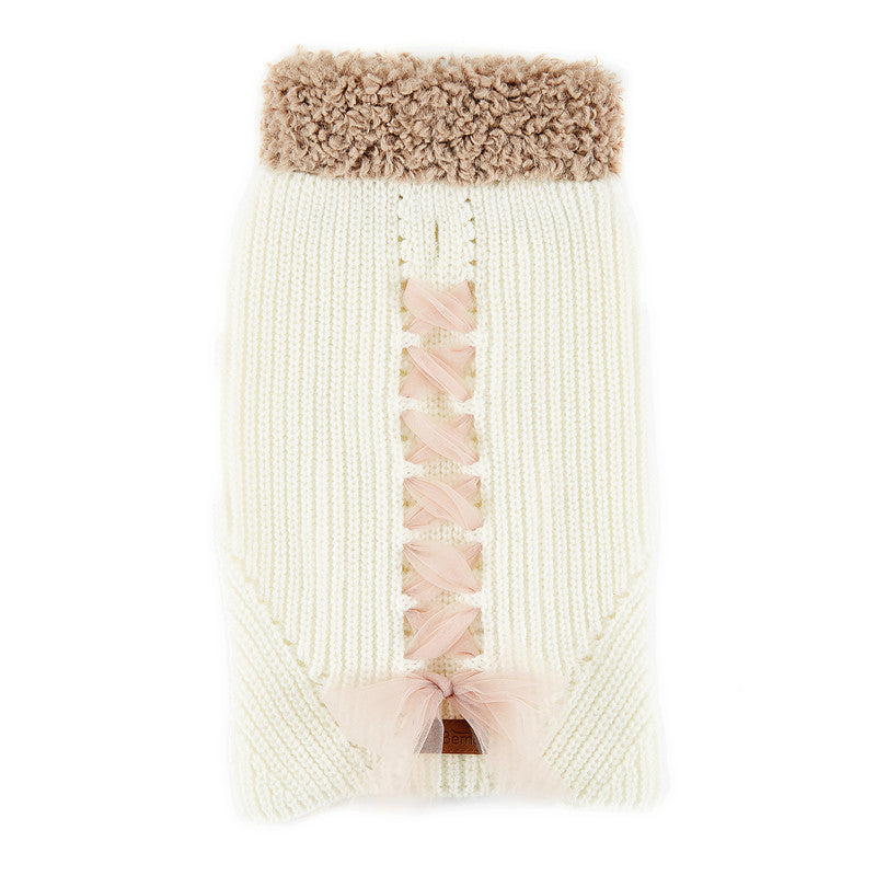 KFX-8648253 Cozy Morandi Bowknot Sweater for Cats and Dogs in Yellow or White