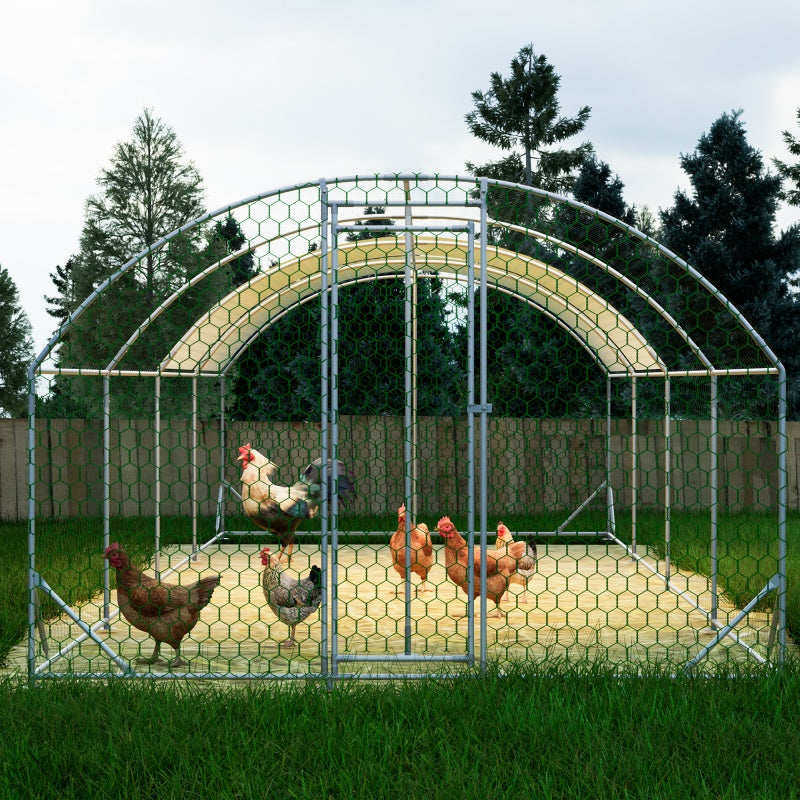 KFX-8649661 Large Walk-in Chicken Coop with Waterproof Cover - Outdoor Poultry Cage and Run for Chickens, Rabbits, and Ducks, Easy Assembly