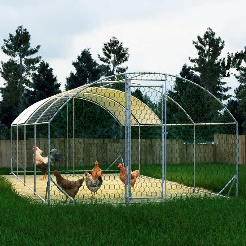 KFX-8649661 Large Walk-in Chicken Coop with Waterproof Cover - Outdoor Poultry Cage and Run for Chickens, Rabbits, and Ducks, Easy Assembly