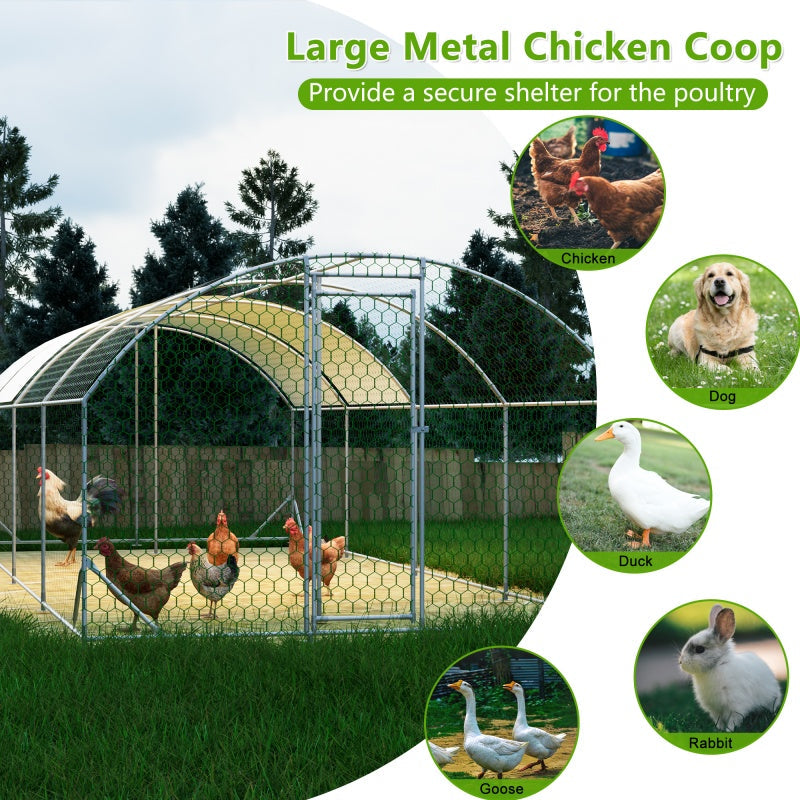 KFX-8649661 Large Walk-in Chicken Coop with Waterproof Cover - Outdoor Poultry Cage and Run for Chickens, Rabbits, and Ducks, Easy Assembly