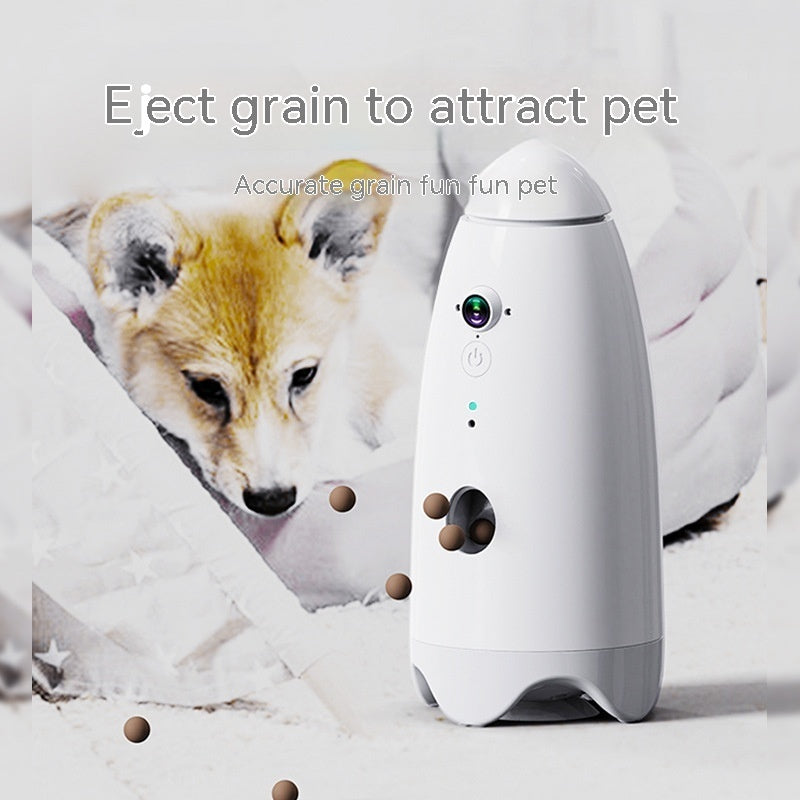 KFX-8649789 Automatic Cat and Dog Feeder with 1080p Video Function - USB Rechargeable, White, ABS Material, Compact Size