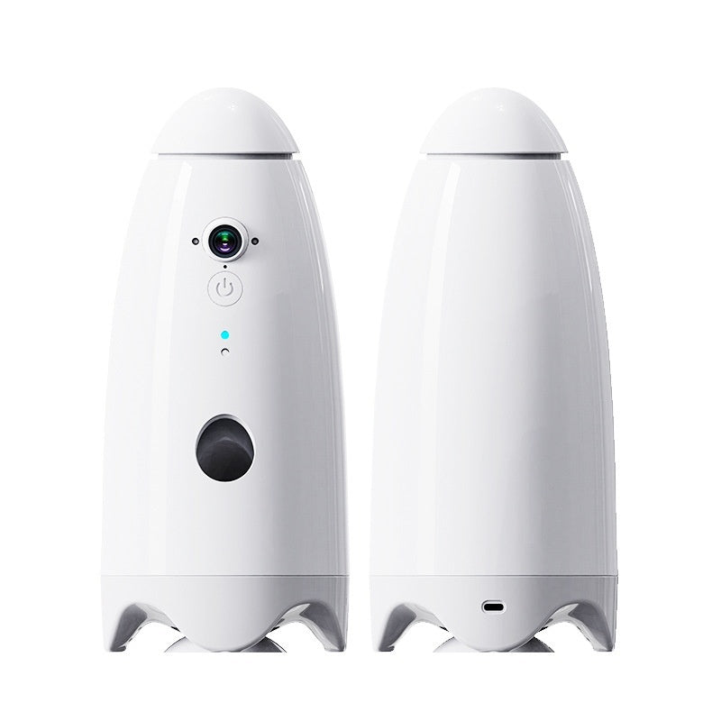 KFX-8649789 Automatic Cat and Dog Feeder with 1080p Video Function - USB Rechargeable, White, ABS Material, Compact Size