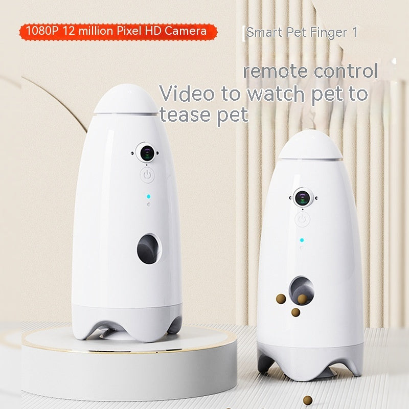 KFX-8649789 Automatic Cat and Dog Feeder with 1080p Video Function - USB Rechargeable, White, ABS Material, Compact Size