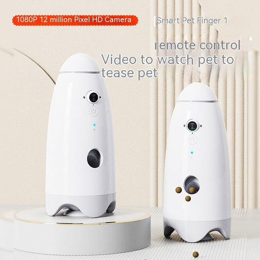 KFX-8649789 Automatic Cat and Dog Feeder with 1080p Video Function - USB Rechargeable, White, ABS Material, Compact Size