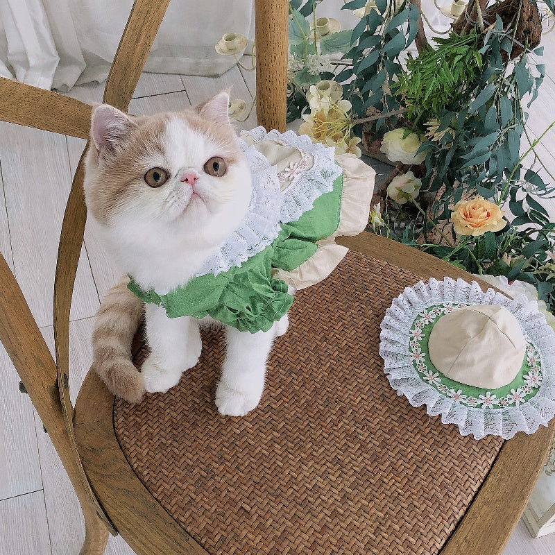 KFX-8653373 Lolita Style Dog and Cat Outfit with Matching Hat - Size Options Available