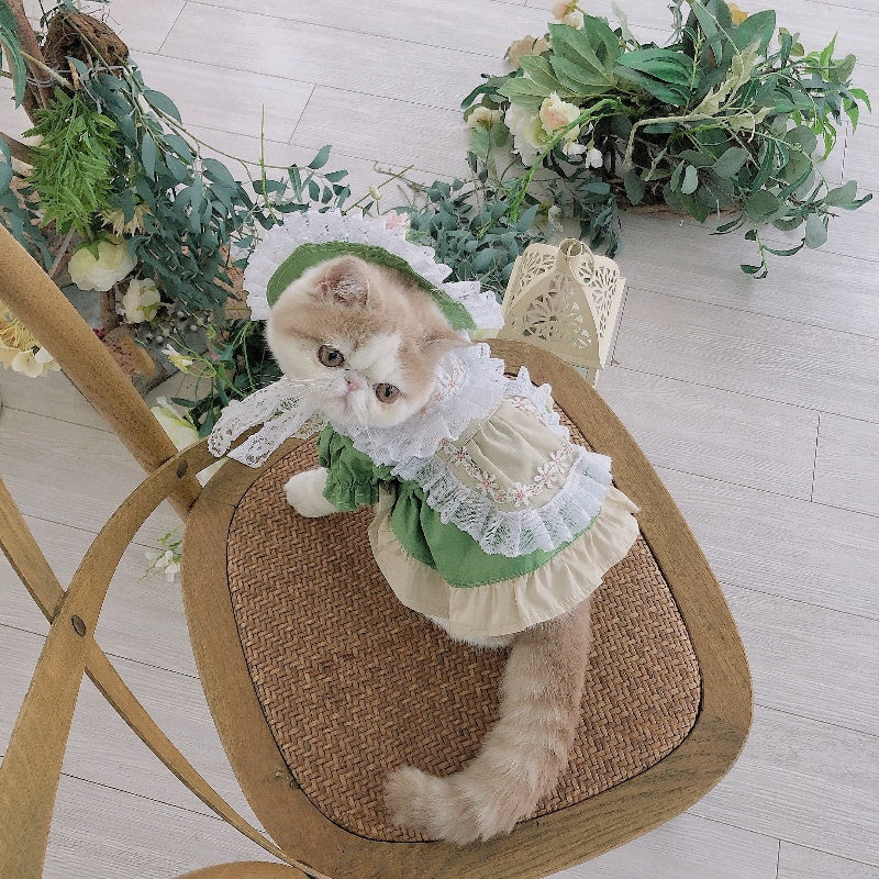 KFX-8653373 Lolita Style Dog and Cat Outfit with Matching Hat - Size Options Available