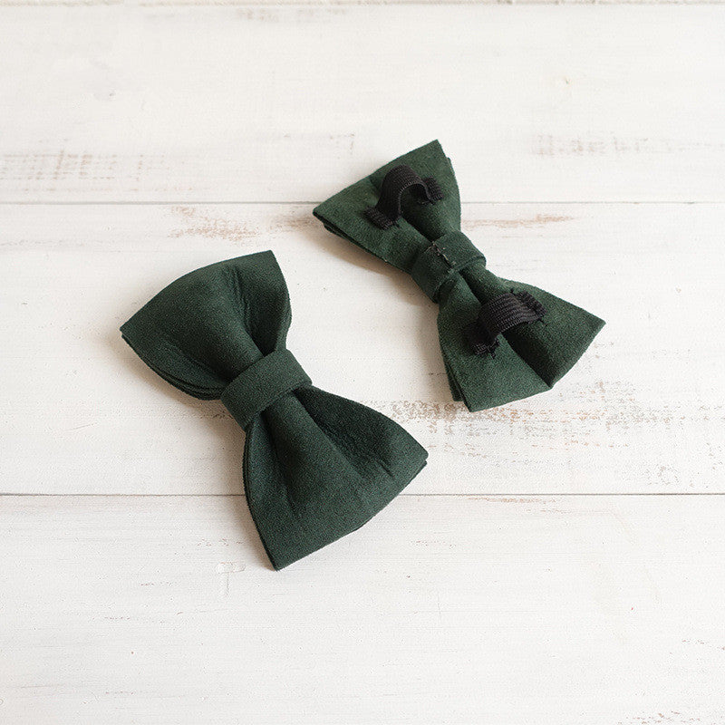 KFX-8653757 Dark Green Velvet Bow Knot Pet Collar for Dogs and Cats