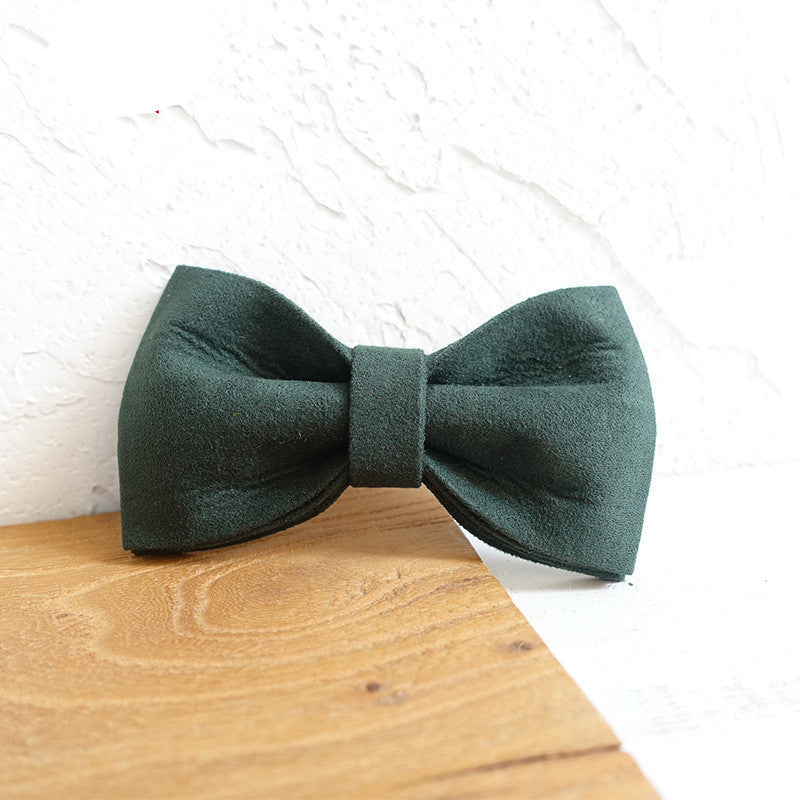 KFX-8653757 Dark Green Velvet Bow Knot Pet Collar for Dogs and Cats