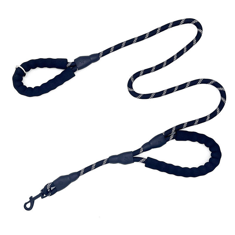 KFX-8655549 Reflective Nylon Dog Leash with Double Handles - 1.5m Length, Multiple Colors Available