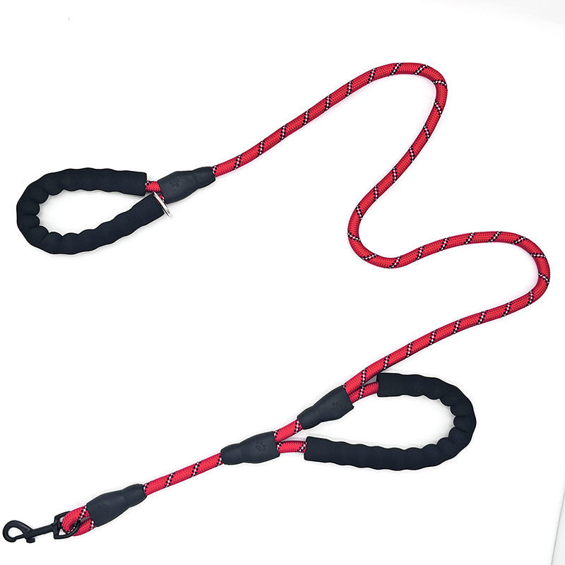 KFX-8655549 Reflective Nylon Dog Leash with Double Handles - 1.5m Length, Multiple Colors Available
