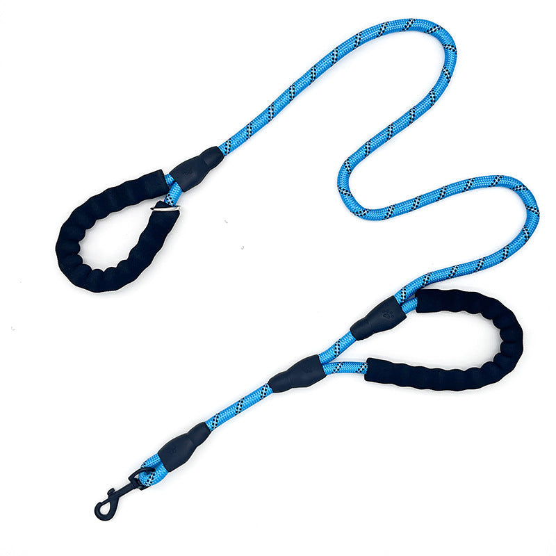 KFX-8655549 Reflective Nylon Dog Leash with Double Handles - 1.5m Length, Multiple Colors Available
