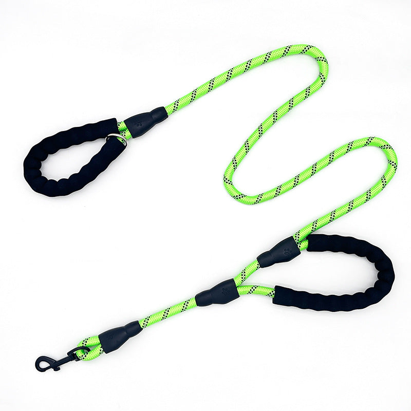 KFX-8655549 Reflective Nylon Dog Leash with Double Handles - 1.5m Length, Multiple Colors Available