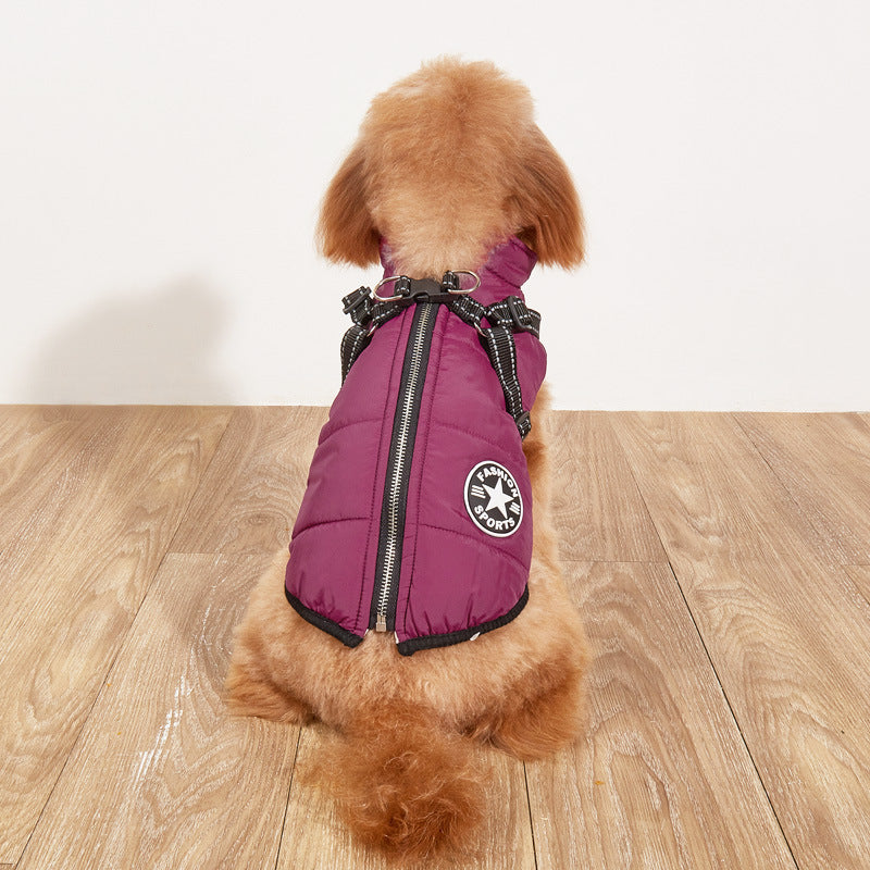 KFX-8656189 Warm Thickened Cotton-Padded Fleece-Lined Dog Clothing with Reflective Details
