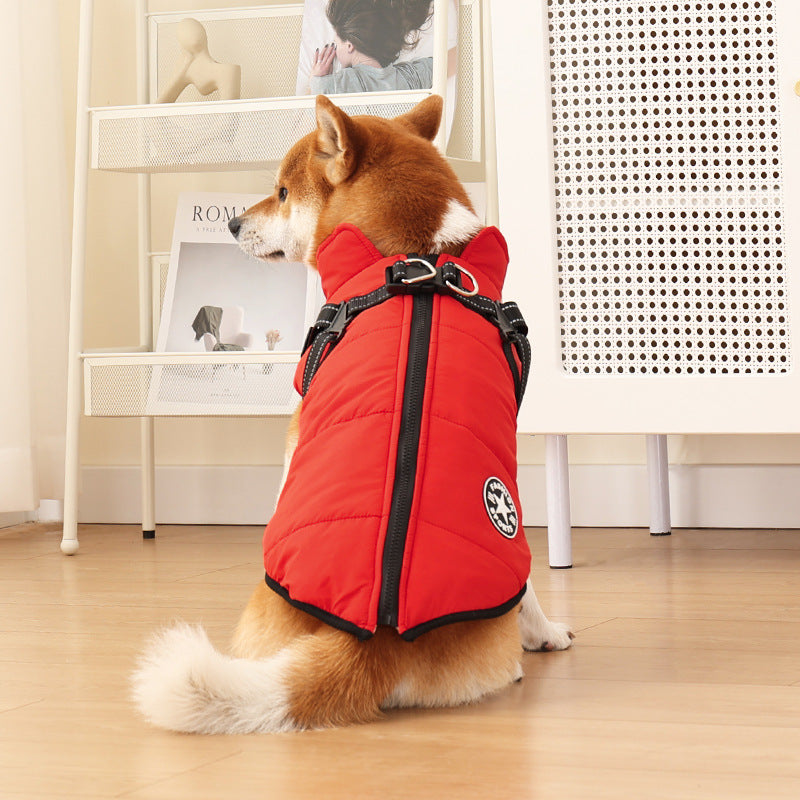 KFX-8656189 Warm Thickened Cotton-Padded Fleece-Lined Dog Clothing with Reflective Details